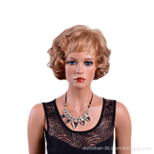 Aishili Factory outlet Synthetic hair short of the best-selling Light brown loose curly wig for Older women